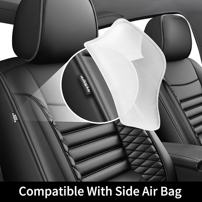 Fit Ridgeline Car Seat Covers for Honda Ridgeline 2007-2025 2026 - Upgraded Premium Waterproof & Breathable Leather, Airbag Compatible, All-Weather Seat Cushion Protector (Full Set, Black)