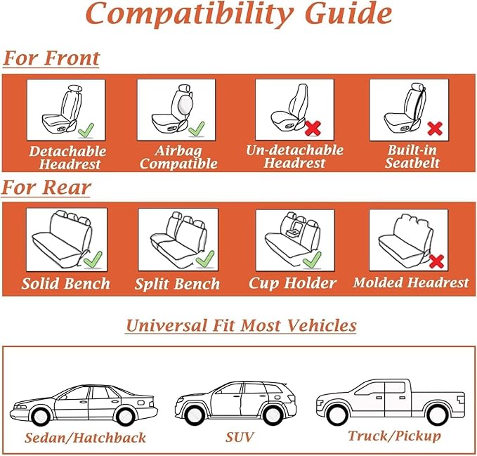 Coverado Front and Back Seat Covers for Cars, Nappa Leather Car Seat Covers, Automotive Seat Covers for Trucks, 5 Seats Waterproof Carseat Protector Car Seat Cover Beige, Universal Fit for Most Cars