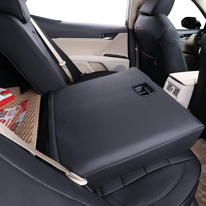 EKR Camry Car Seat Covers for Toyota Camry Hybrid LE,Hybrid SE 2018 2019 2020 2021 2022 2023 2024,Leather Car Seat Cover Full Set for Trucks SUV-Faux Leather(Black/Gray)