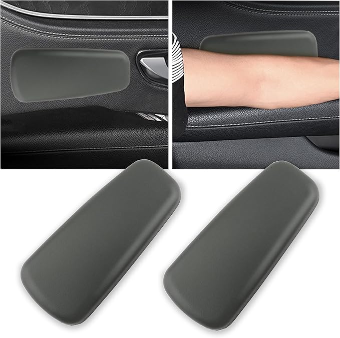 OFBAND 2PCS Elbow Pad Arm Rest, Soft Leather Arm Rest Pillow with One-Piece Molding for Comfortable Support, Universal Car Accessories, Knee Cushion, Door Armrest Pads (Grey)