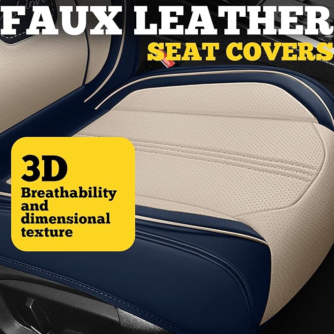LINGVIDO Car Seat Covers Full Set (5 Seats) - Premium Perforated Nappa Leather, Waterproof Shield, Omni-Adapt Fit SUVs Sedans, Ultimate Family & Pet Protection