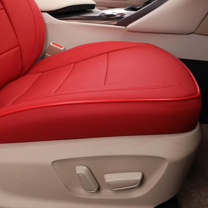 EKR Camry Seat Covers for Toyota Camry XSE,XLE 2025 2026 Waterproof Leather Car Seat Cover Full Set for Trucks SUV-Faux Leather (Red)