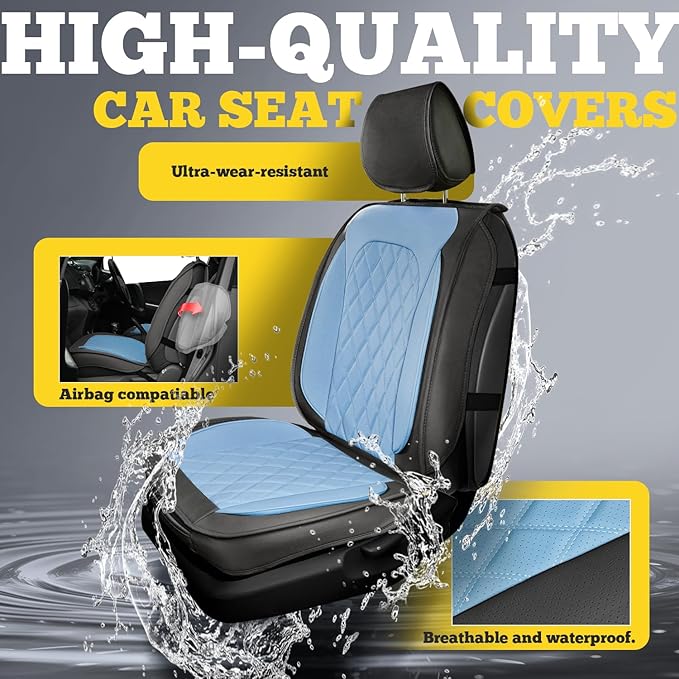 LINGVIDO Car Seat Covers for Front Seats (2 Seats) - Premium Perforated Nappa Leather,Waterproof Shield, Omni-Adapt Fit for SUVs Sedans, Ideal for Rideshare & Pets