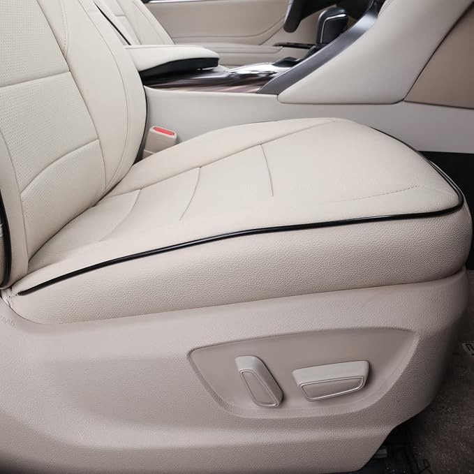 EKR Camry Seat Covers for Toyota Camry XLE, XSE 2018-2024(Not for Hybrid) Waterproof Leather Car Seat Cover Full Set for Trucks SUV-Faux Leather (Beige)