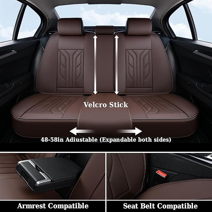 Coverado Front Seat Covers, Car Seat Covers Front Seats, Leather Seat Covers for Cars, Automotive Seat Covers Car Seat Protector Car Accessories Fit for Most Sedans SUV Pick-up Truck(Coffee)