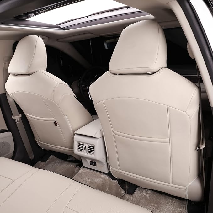EKR Camry Seat Covers for Toyota Camry TRD 2020 2021 2022 2023 2024,Waterproof Truck Seat Cushion Protectors,Leather Car Seat Cover Full Set -Faux Leather (Beige)