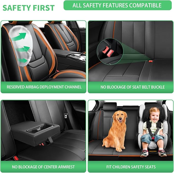 Fit Passport Car Seat Covers for Honda Passport 2019-2025 2026 -Upgraded Premium Waterproof & Breathable Leather,Airbag Compatible,All-Weather Seat Cushion Protector,2 Front/Black-Brown