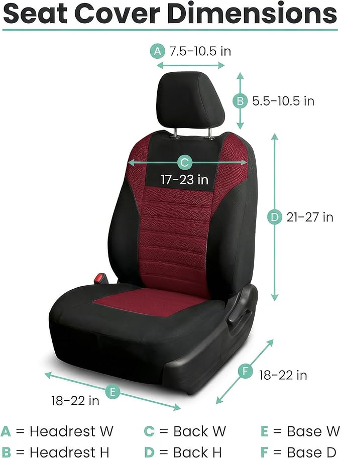 FH Group Automotive Car Seat Covers Front Set Premium 3D Air Mesh Front Seat Covers, Airbag Compatible Universal Fit Interior Accessories for Cars Trucks and SUVs - Burgundy