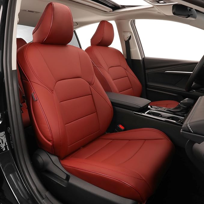 EKR Camry Seat Covers for Toyota Camry XSE,XLE 2025 2026 Waterproof Leather Car Seat Cover Full Set for Trucks SUV-Faux Leather (Burgundy)