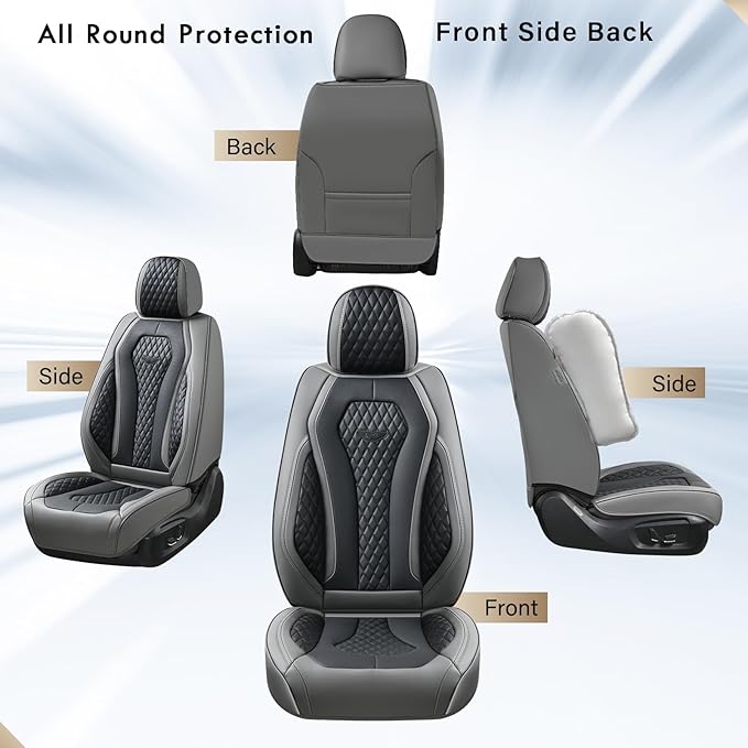 Coverado Car Seat Covers Front Pair, Black Seat Covers, Automotive Car Seat Cover, Car Seat Cushion, Car Seat Covers 2 Pack, Car Seat Protector Universal Fit Most Cars