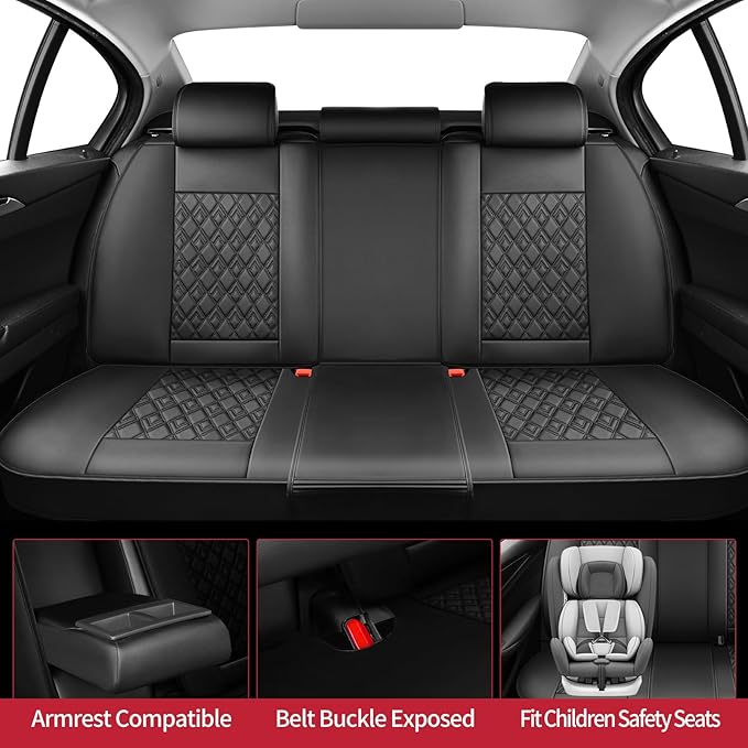 Fit Legacy Car Seat Covers(Only for 5 Seats Version)for Select Ford Legacy 2008-2024 2025 2026 - Full Coverage Leather,Airbag Compatible,Waterproof & All Weather Seat Cushion Protector(Black)