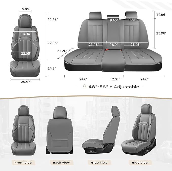 Coverado Seat Covers, Car Front Seat Covers with Backrest, Nappa Leather Car Seat Protectors,Waterproof &Breathable,Anti-Slip Automotive Seat Cushion, Universal Fit for Most Vehicles,2Pcs Black