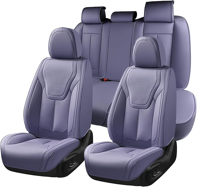FLORICH Car Seat Cover Full Set, Automotive Seat Covers, Luxury Waterproof Leather Car Seat Protectors, Car Seat Cushions Universal Fit for Most Sedans SUVs Trucks - Purple