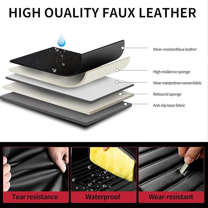 Fit Tucson Car Seat Covers for Hyundai Tucson 2010-2024 2025 2026 - Upgraded Premium Waterproof & Breathable Leather, Airbag Compatible, All-Weather Seat Cushion Protector (2 Front/Black)