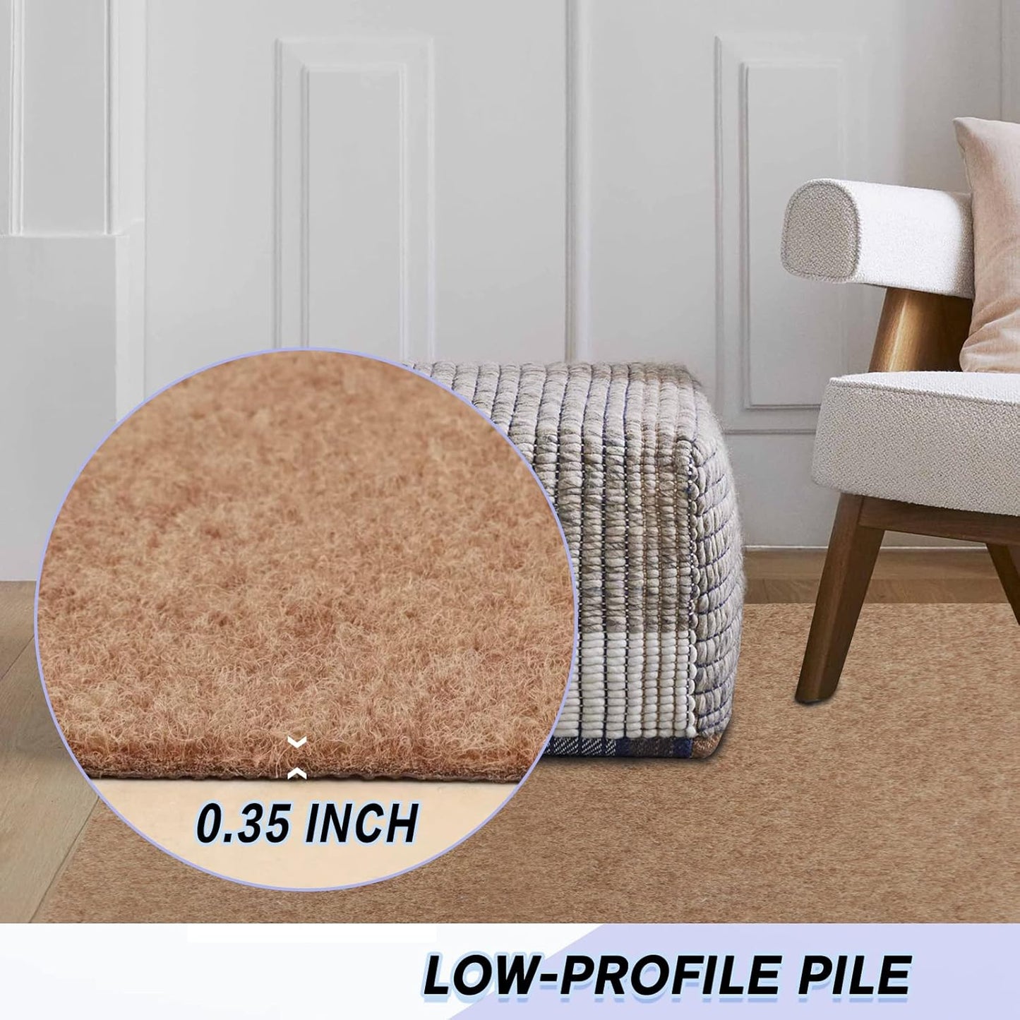 Custom Size Backed Non-Slip Area Rugs Runner, Easy Clean, Waterproof Runner Rugs for Hallway Entryway, Kitchen, Laundry, 2FT x 59FT, Beige