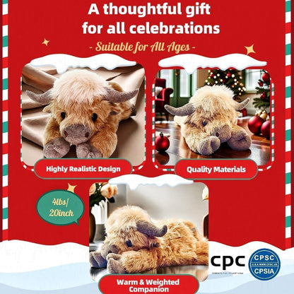 Christmas New Gift Toy🐂🎁Cute Cartoon Highland Cow Cuddly Toy