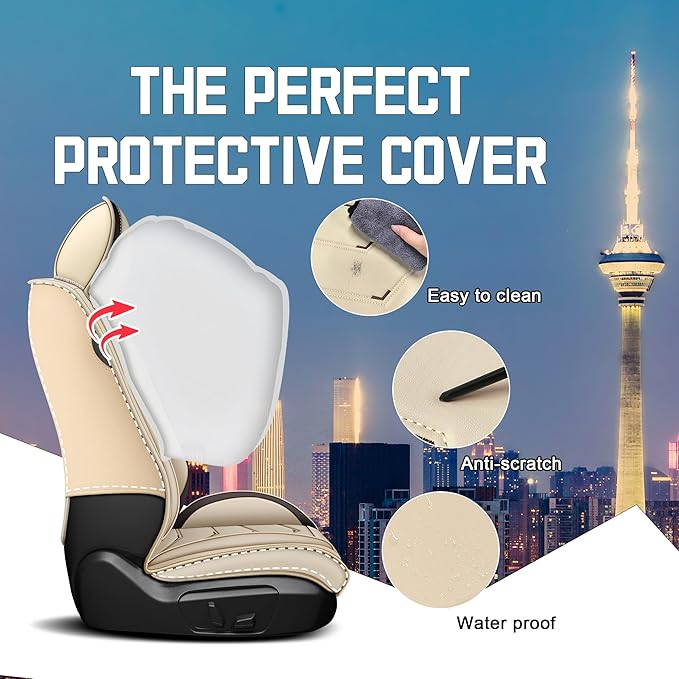 CTDS Car Seat Covers for Honda Accord 2000-2026, Stylish Sport Seat Cover, Premium Nappa Leather Car Seat Cover. Automobile Seat Covers Sets.(Luxury 2 Seats/Beige)