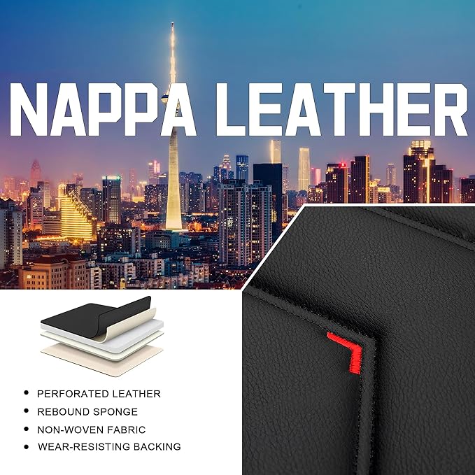CTDS Car Seat Covers for Honda Accord 2000-2026, Stylish Sport Seat Cover, Premium Nappa Leather Car Seat Cover. Automobile Seat Covers Sets.(Standard 2 Seats/Black Red)