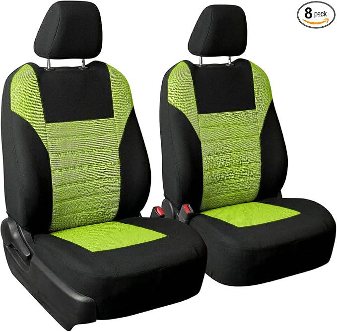 FH Group Automotive Car Seat Covers Front Set Premium 3D Air Mesh Front Seat Covers, Airbag Compatible Universal Fit Interior Accessories for Cars Trucks and SUVs - Green