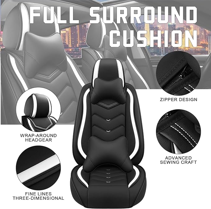 CTDS Car Seat Covers for Honda Accord 2000-2026, Stylish Sport Seat Cover, Premium Nappa Leather Car Seat Cover. Automobile Seat Covers Sets.(Luxury 5 Seats/Black White)