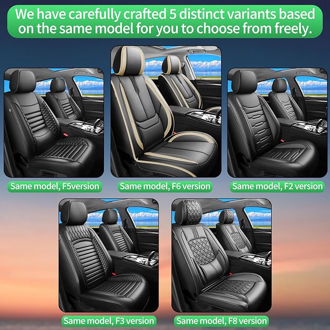 Fit Passport Car Seat Covers for Honda Passport 2019-2025 2026 -Upgraded Premium Waterproof & Breathable Leather,Airbag Compatible,All-Weather Seat Cushion Protector,2 Front/Black-Beige
