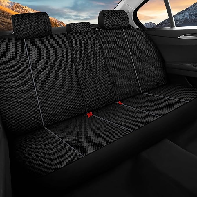 Breathable Premium Car Seat Covers Full Set，3D Air-Mesh Seat Covers for Cars，Comfortable Safety Airbag Compatible，Universal for Most Cars Sedan Truck SUV(Black/Gray)