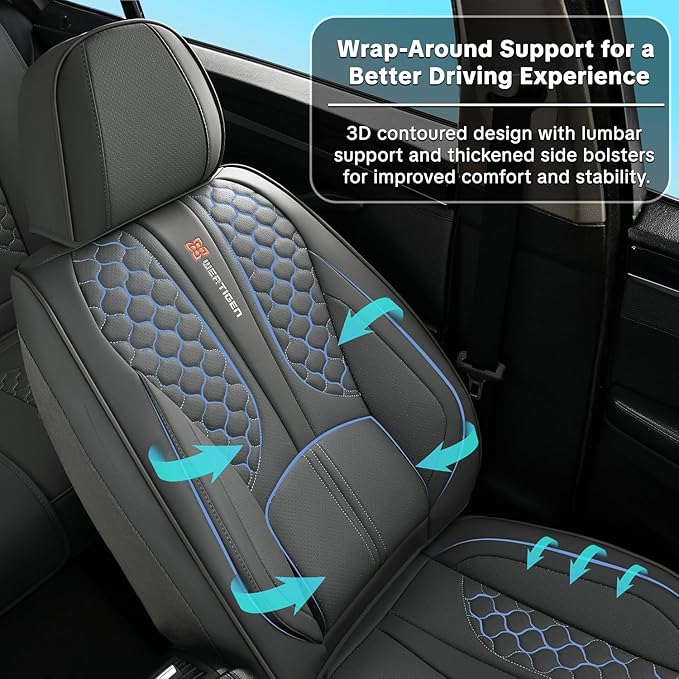 Universal Gray Leather Car Seat Covers Full Set – Waterproof Automotive Seat Protector for Cars, SUVs & Pickups, Airbag Safe, Non-Slip Design, Easy Installation, Durable Material