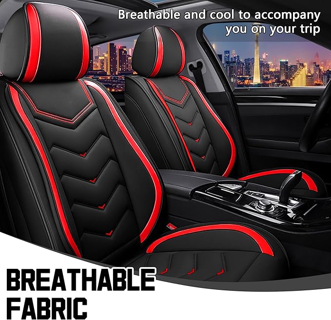 CTDS Car Seat Covers for Honda Accord 2000-2026, Stylish Sport Seat Cover, Premium Nappa Leather Car Seat Cover. Automobile Seat Covers Sets.(Standard 2 Seats/Black Red)