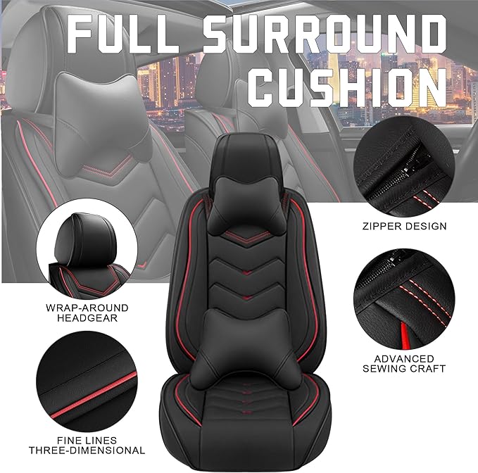 CTDS Car Seat Covers for Honda Accord 2000-2026, Stylish Sport Seat Cover, Premium Nappa Leather Car Seat Cover. Automobile Seat Covers Sets.(Luxury 2 Seats/Black)