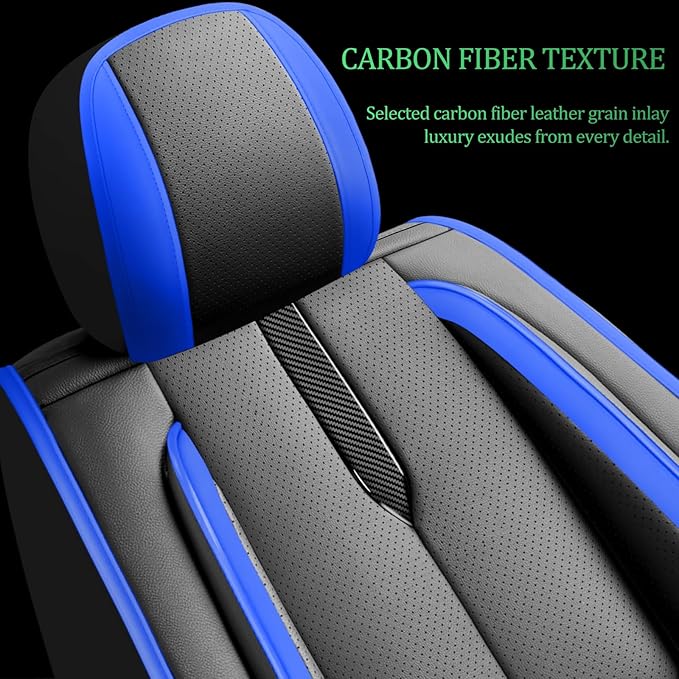 Fit Passport Car Seat Covers for Honda Passport 2019-2025 2026 - Upgraded Premium Waterproof & Breathable Leather,Airbag Compatible,All-Weather Seat Cushion Protector,Full Set,Black-Blue