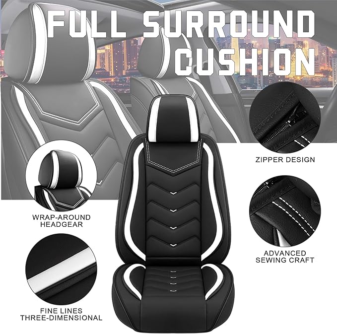 CTDS Car Seat Covers for Honda Accord 2000-2026, Stylish Sport Seat Cover, Premium Nappa Leather Car Seat Cover. Automobile Seat Covers Sets.(Standard 2 Seats/Black White)