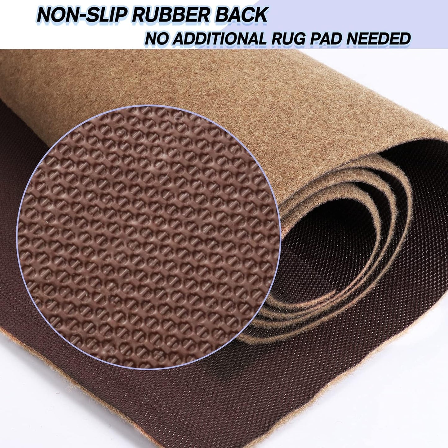 Custom Size Backed Non-Slip Area Rugs Runner, Easy Clean, Waterproof Runner Rugs for Hallway Entryway, Kitchen, Laundry, 2FT x 17FT, Beige
