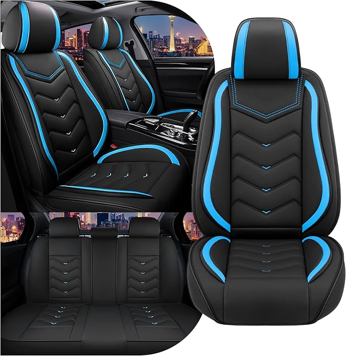 CTDS Car Seat Covers for Honda Accord 2000-2026, Stylish Sport Seat Cover, Premium Nappa Leather Car Seat Cover. Automobile Seat Covers Sets.(Standard 5 Seats/Black Blue)