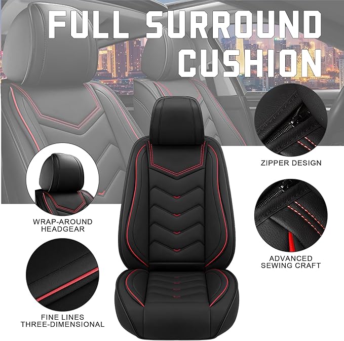 CTDS Car Seat Covers for Honda Accord 2000-2026, Stylish Sport Seat Cover, Premium Nappa Leather Car Seat Cover. Automobile Seat Covers Sets.(Standard 2 Seats/Black)