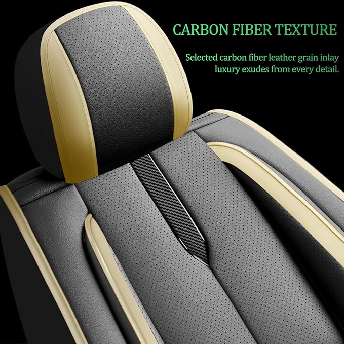 Fit Accord Car Seat Covers for Honda Accord 2003-2024 2025 2026 -Upgraded Premium Waterproof & Breathable Leather,Airbag Compatible,All-Weather Seat Cushion Protector,2 Front/Black-Beige