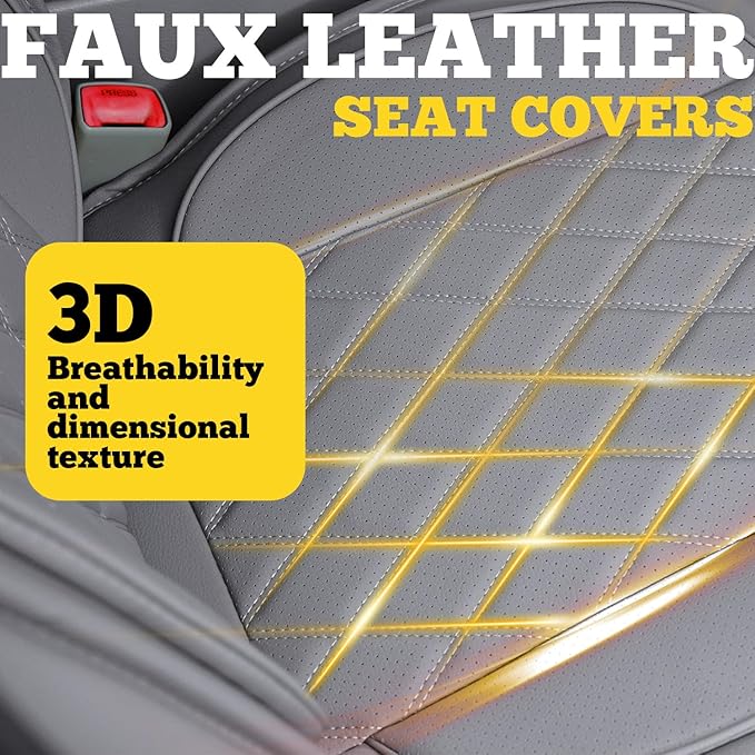 LINGVIDO Car Seat Covers Full Set (5 Seats) - Premium Perforated Nappa Leather, Waterproof Shield, Omni-Adapt Fit SUVs Sedans, Ultimate Family & Pet Protection