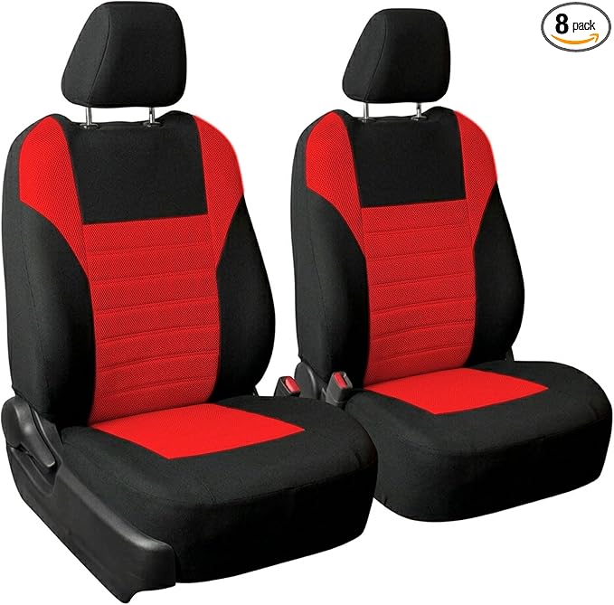 FH Group Automotive Car Seat Covers Front Set Premium 3D Air Mesh Front Seat Covers, Airbag Compatible Universal Fit Interior Accessories for Cars Trucks and SUVs - Red