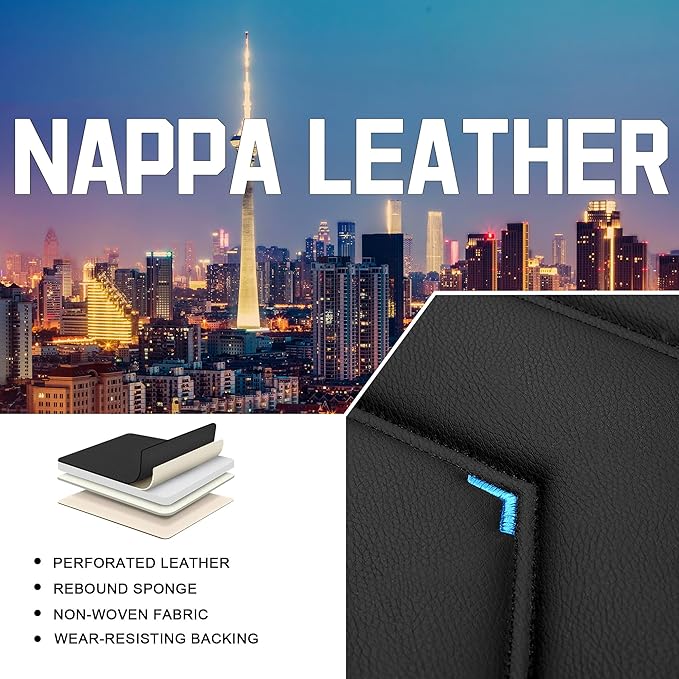 CTDS Car Seat Covers for Honda Accord 2000-2026, Stylish Sport Seat Cover, Premium Nappa Leather Car Seat Cover. Automobile Seat Covers Sets.(Standard 5 Seats/Black Blue)