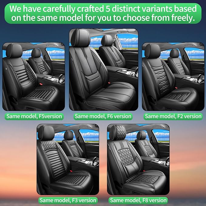 Fit HRV Car Seat Covers for Honda HR-V 2016-2024 2025 2026 - Upgraded Premium Waterproof & Breathable Leather, Airbag Compatible, All-Weather Seat Cushion Protector (Full Set, Black)