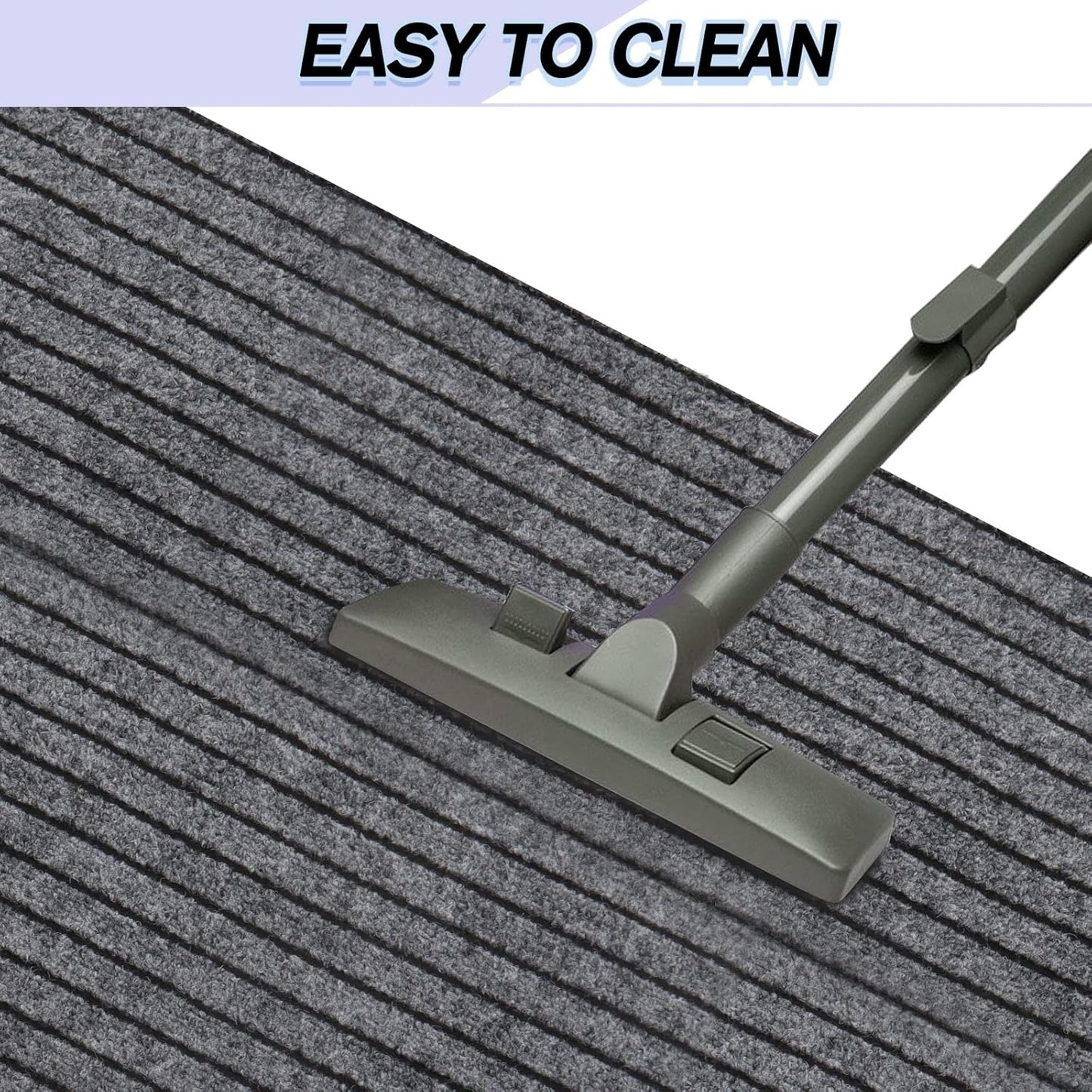 Custom Size Backed Non-Slip Area Rugs Runner, Easy Clean, Waterproof Runner Rugs for Hallway Entryway, Kitchen, Laundry, 3FT x 15FT, Gray Stripe