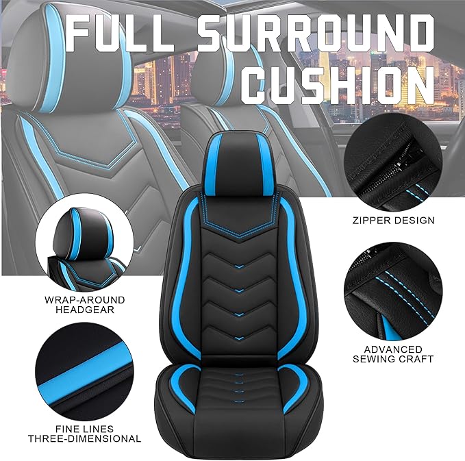CTDS Car Seat Covers for Honda Accord 2000-2026, Stylish Sport Seat Cover, Premium Nappa Leather Car Seat Cover. Automobile Seat Covers Sets.(Standard 5 Seats/Black Blue)