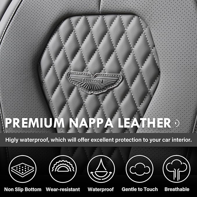 Coverado Automotive Seat Covers, Car Seat Covers 2 Seats, Gray Car Seat Cover, Driver Seat Covers, Front Car Seat Covers Car Seat Protector Universal Fit Most Cars