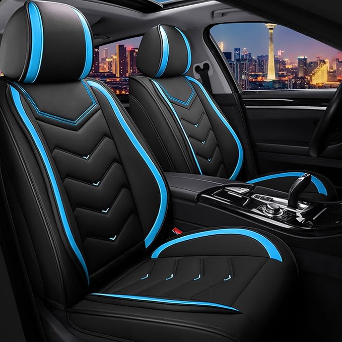 CTDS Car Seat Covers for Honda Accord 2000-2026, Stylish Sport Seat Cover, Premium Nappa Leather Car Seat Cover. Automobile Seat Covers Sets.(Standard 2 Seats/Black Blue)