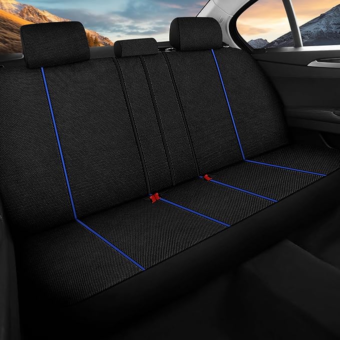 Breathable Premium Car Seat Covers Full Set，3D Air-Mesh Seat Covers for Cars，Comfortable Safety Airbag Compatible，Universal for Most Cars Sedan Truck SUV(Black/Blue)