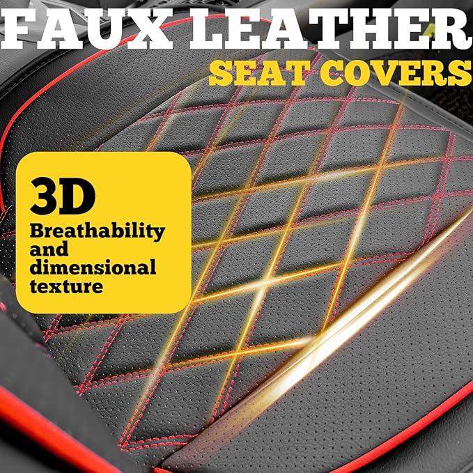 LINGVIDO Car Seat Covers for Front Seats (2 Seats) - Premium Perforated Nappa Leather,Waterproof Shield, Omni-Adapt Fit for SUVs Sedans, Ideal for Rideshare & Pets