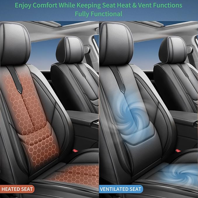 Fit Outback Car Seat Covers for Subaru Outback 2010-2024 2025 2026 -Upgraded Premium Waterproof & Breathable Leather,Airbag Compatible,All-Weather Seat Cushion Protector,Full Set,Black