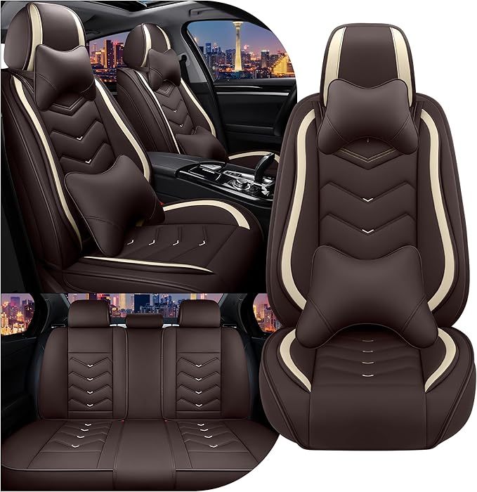 CTDS Car Seat Covers for Honda Accord 2000-2026, Stylish Sport Seat Cover, Premium Nappa Leather Car Seat Cover. Automobile Seat Covers Sets.(Luxury 5 Seats/Coffee Color)