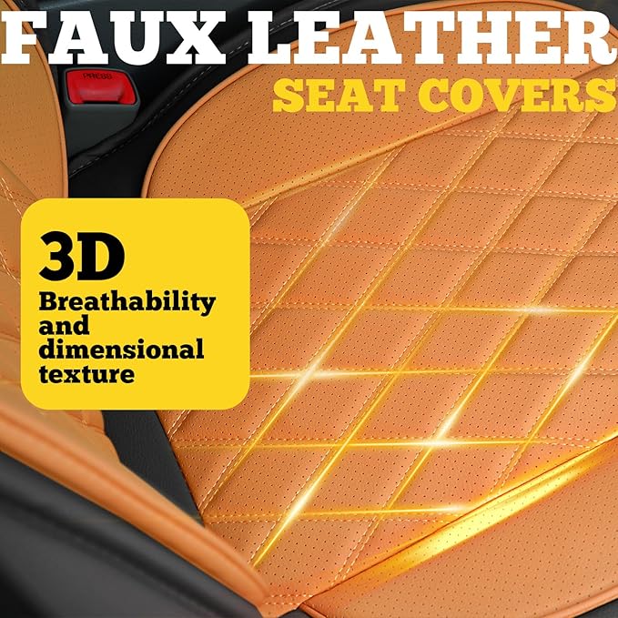 LINGVIDO Car Seat Covers for Front Seats (2 Seats) - Premium Perforated Nappa Leather,Waterproof Shield, Omni-Adapt Fit for SUVs Sedans, Ideal for Rideshare & Pets