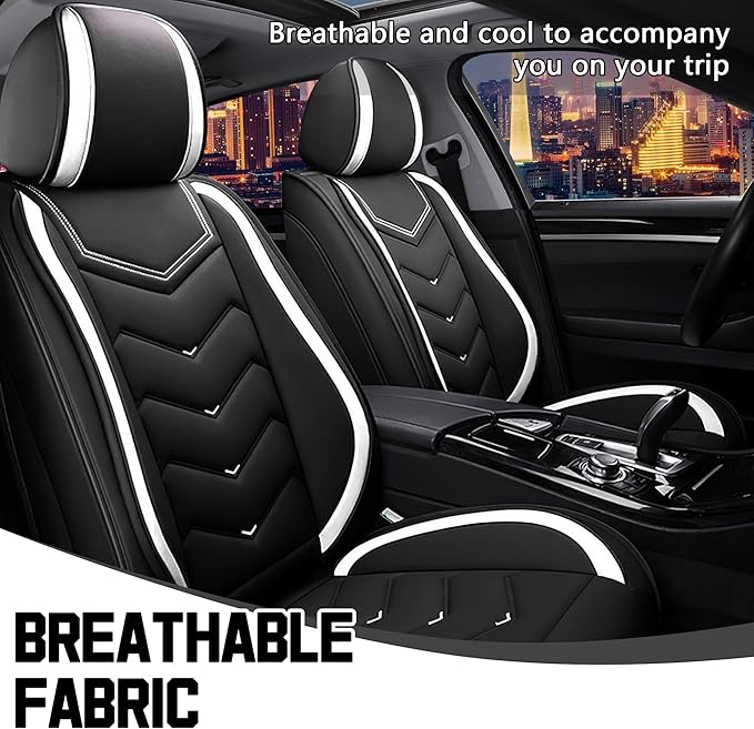 CTDS Car Seat Covers for Honda Accord 2000-2026, Stylish Sport Seat Cover, Premium Nappa Leather Car Seat Cover. Automobile Seat Covers Sets.(Standard 2 Seats/Black White)