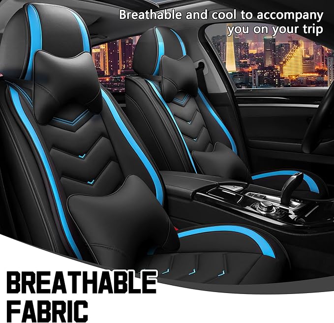 CTDS Car Seat Covers for Honda Accord 2000-2026, Stylish Sport Seat Cover, Premium Nappa Leather Car Seat Cover. Automobile Seat Covers Sets.(Luxury 2 Seats/Black Blue)